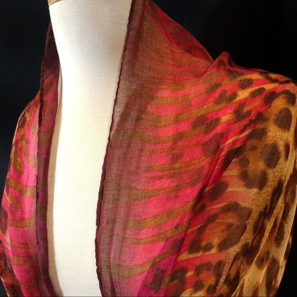 Pink Zebra & Leopard Print Long Lightweight Scarf - Picture 5 of 5